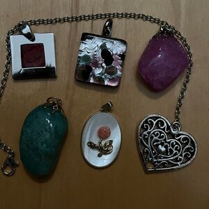 LOT OF SIX COSTUME JEWELRY  PENDANTS